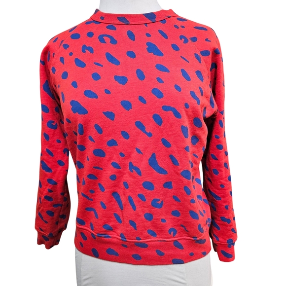 Clare V Jaguar Print Crewneck Sweatshirt Women's Size S Blue/Orange - Picture 2 of 6